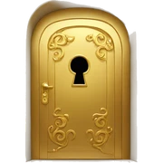 Golden door with golden designs with a keyhole sticker