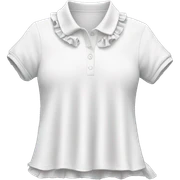 white ruffle polo shirt no model sticker