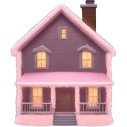 House with light pink Christmas lights  sticker