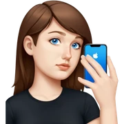 female, wearing black tshirt sticker