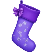 Purple Christmas stocking with bow sticker