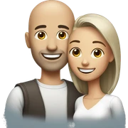 happy couple with smiles bald man sticker