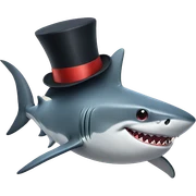 Shark with a top hat sticker