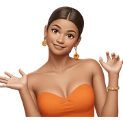 smiling girl in orange dress sticker