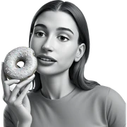 girl holding doughnut in greyscale sticker