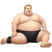 fat white guy shirtless doing sit-ups sticker