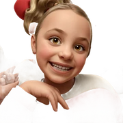 girls smiling by christmas tree sticker