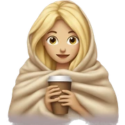 Blonde girl inside a blanket sipping coffee eyes closed sticker
