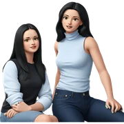 black haired girls in denim sticker