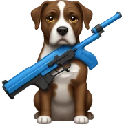 brown staffordshire holding blue gun sticker