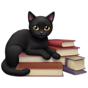 black cat and books sticker