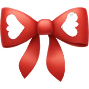 Red bow with white heart sticker