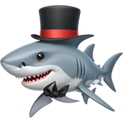 Shark with a top hat sticker