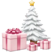 Light pink Christmas gifts under a white Christmas tree  sticker