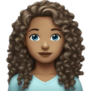 light skin girl long curly brown hair blue eyes sticker