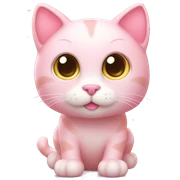 Cat "A pastel pink cat with glossy fur, big sparkling eyes, a glowing tail tip, and tiny heart-shaped sparkles floating around its body." sticker