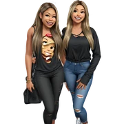 smiling girls in torn clothes sticker