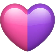 Half pink half purple heart  sticker