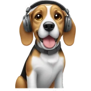beagle using headphones sticker