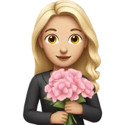 White girl holding pink flower bouquet sticker