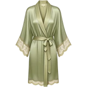 Pale olive silk lace robe sticker