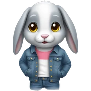 Cute Rabbit wearing jeans jacket sticker