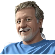smiling boy in blue shirt sticker