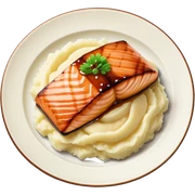 Plate of salmon teriyaki and mashed potatoes  sticker