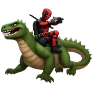 Deadpool riding godzilla sticker