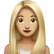Beautiful woman, straight long light hair, brown eyes, cozy sticker