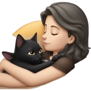 Black kitty sleeping on brunette white girl's lap sticker