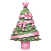 pastel pink decorated christmas tree with a pink bow and ribbons  sticker