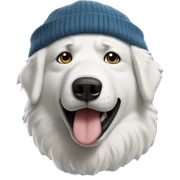 Angry Great Pyrenees in a beany sticker