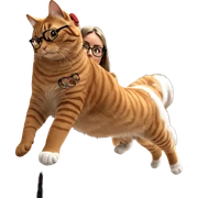 girl with glasses and cat sticker