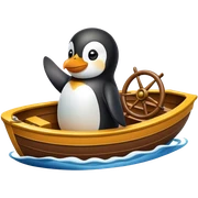 Penguin driving a boat sticker