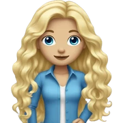 blonde long wavy hair girl blue eyes  sticker