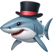 Shark with a top hat sticker