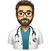 white doctor with dark hair glasses and brown beard sticker