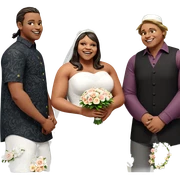 happy bride with bouquet sticker