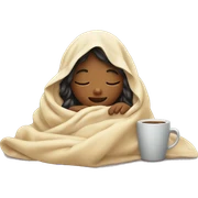 girl inside a blanket sipping coffee eyes closed sticker