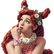 red haired girl with flowers sticker