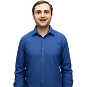 smiling boy in blue shirt sticker
