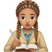 Woman with braids journaling  sticker