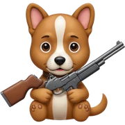 Dog holding gun sticker