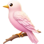 Bird "A pastel pink bird with glowing, delicate feathers, a shimmering beak, and a magical trail of sparkles as it flutters its wings." sticker