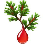 Fir branch with red dripping color on the nedels sticker