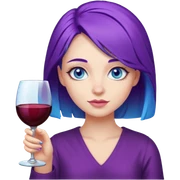 Girl with blue eyes and purple hair with glass of wine  sticker
