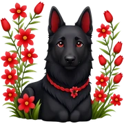 Black Shepherd viele Blumen rot  sticker