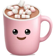 Light Pink mug of hot chocolate with marshmallows  sticker