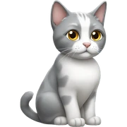 Grey and white cat sticker